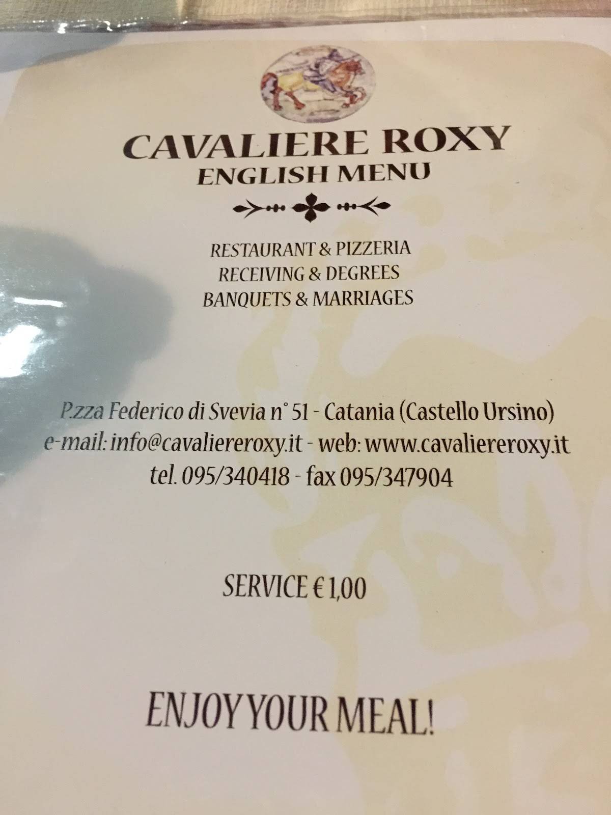 Menu di Al Cavalier Roxy 