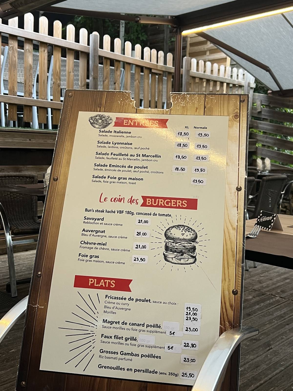 Menu de Restaurant Les Terrasses de Pérouges