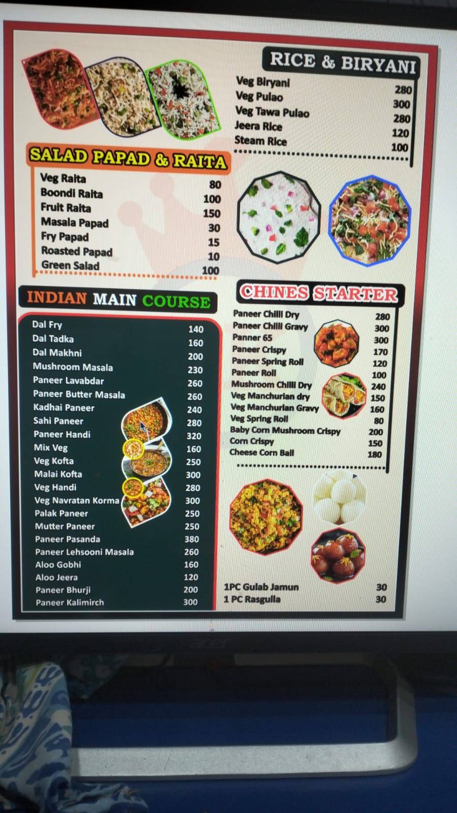 RK Restorant menu