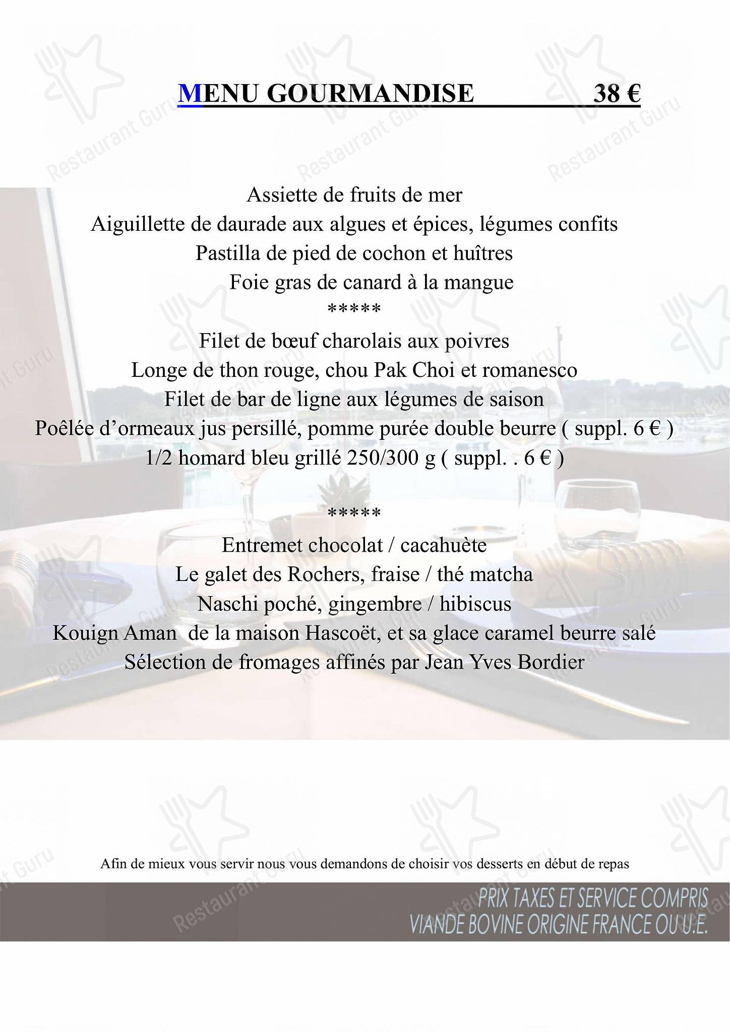 Крафт меню pour La Table Des Rochers restaurant
