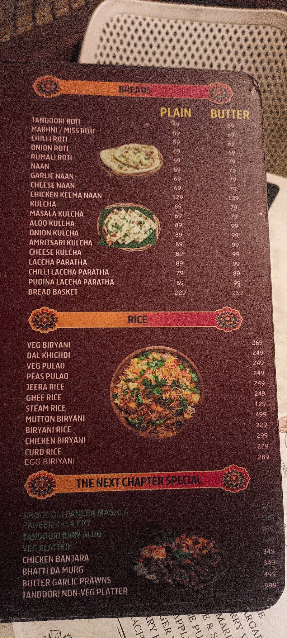 The Next Chapter menu