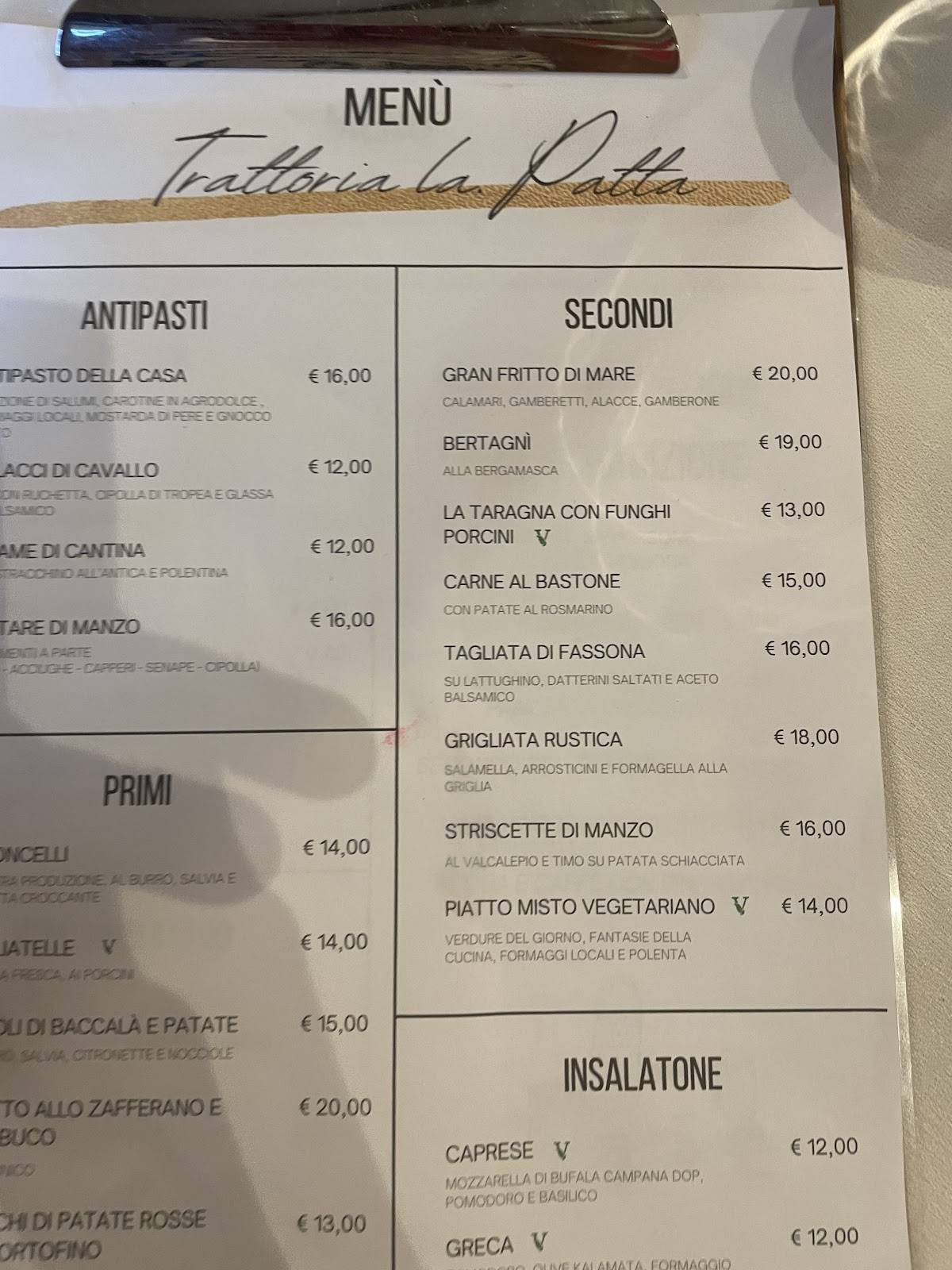 Menu di La Patta 