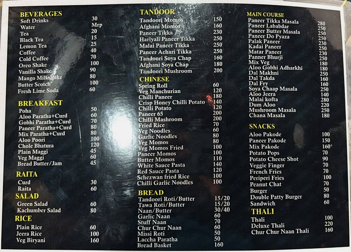 Royal Rasoi menu
