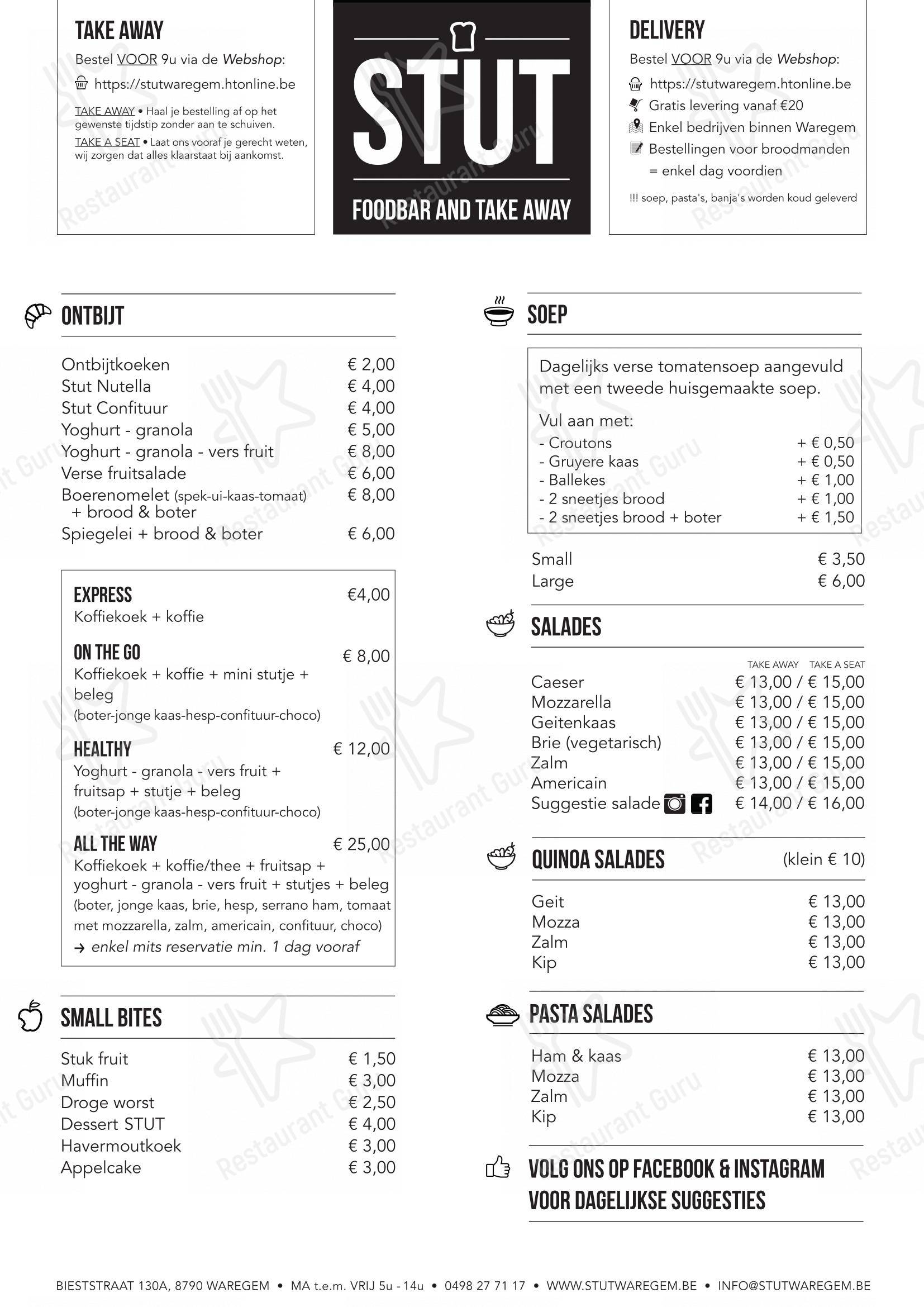 Menu pour STUT - Menu