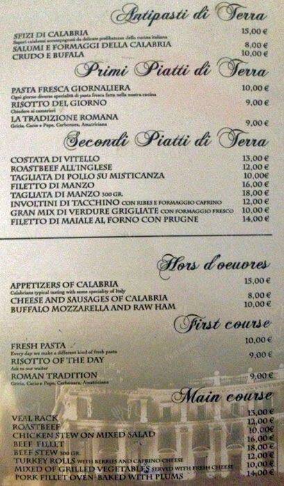Menu di Strabbioni Ristorante 
