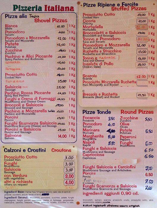 Menu di Pizza Vesuvio 