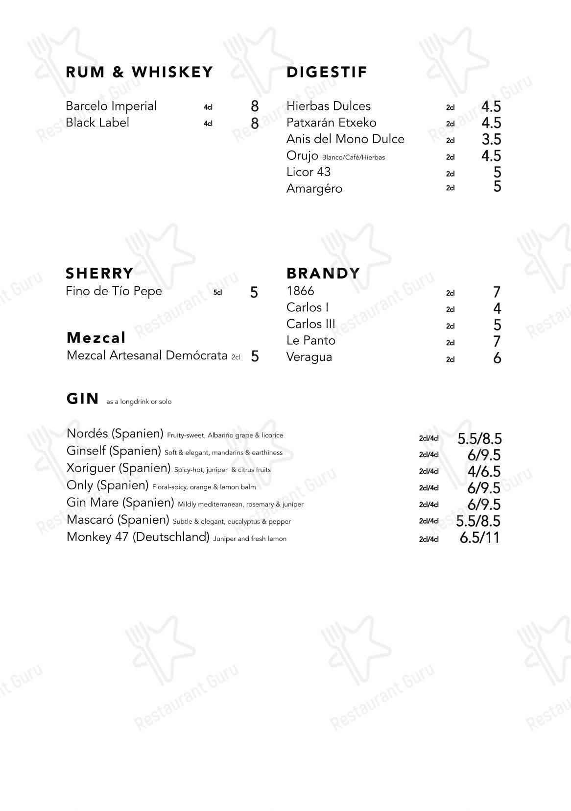 Menu pour Bar Raval - Основное меню