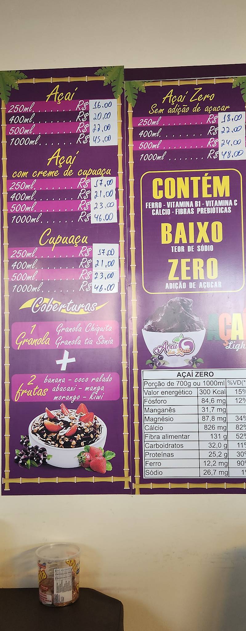 Açaí Da Rota cardápio