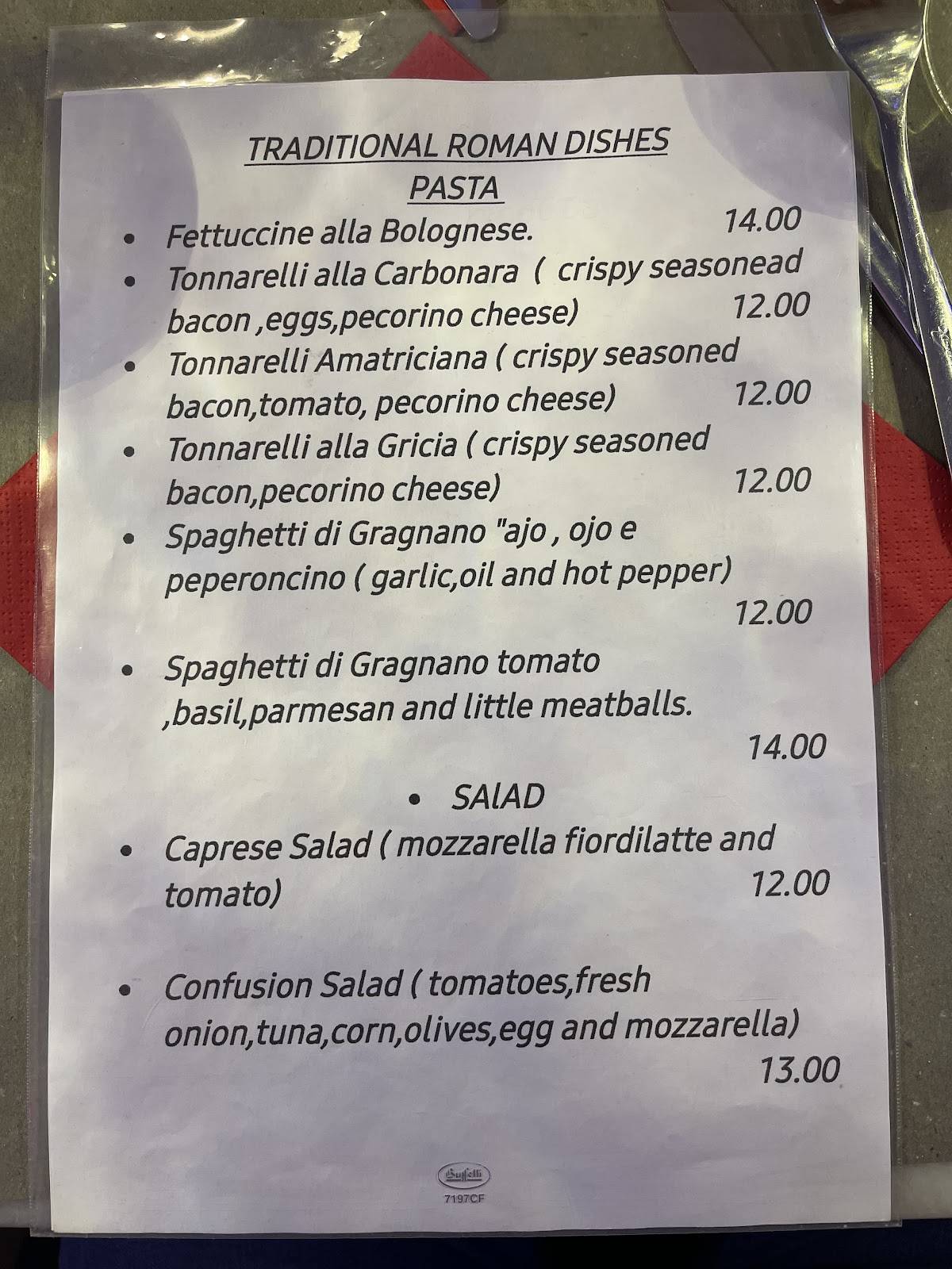 Menu di Confusion Bistrot 