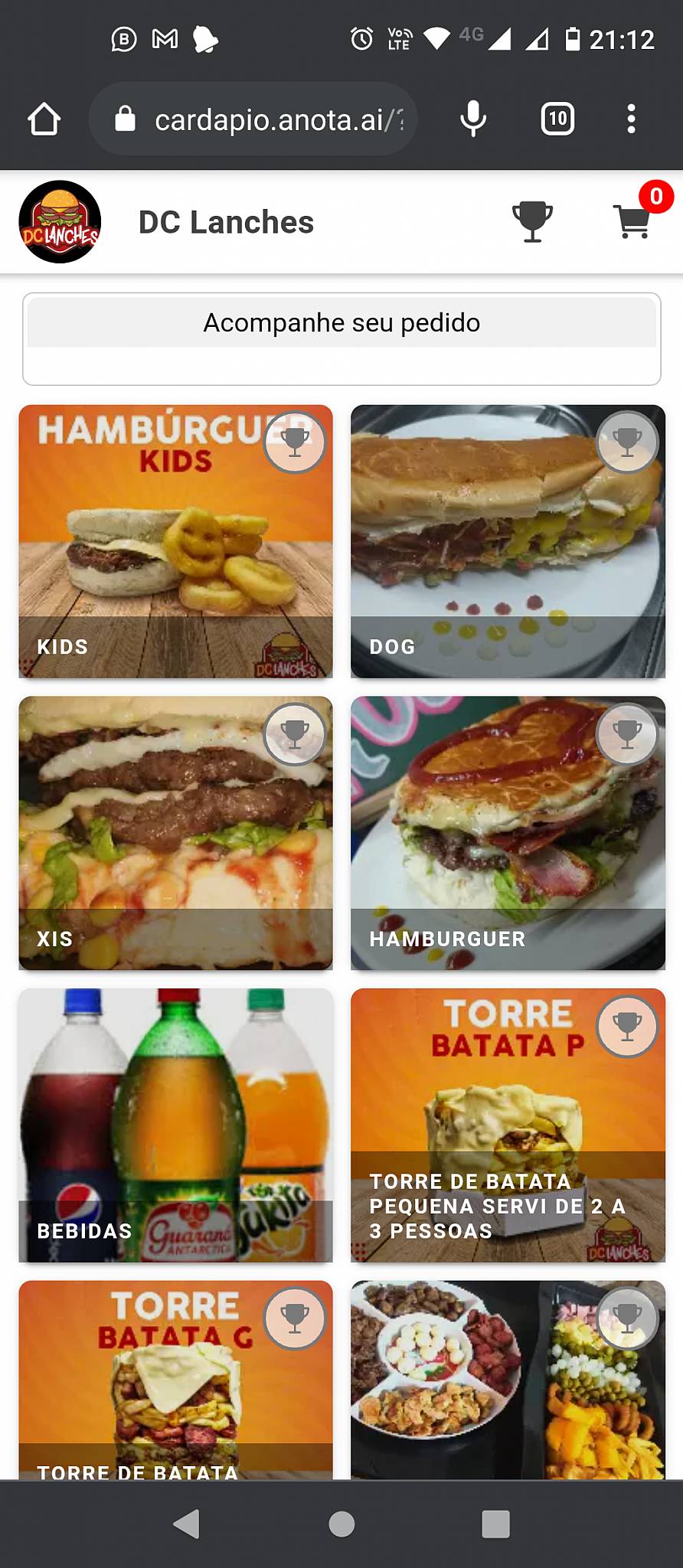 DC Lanches cardápio