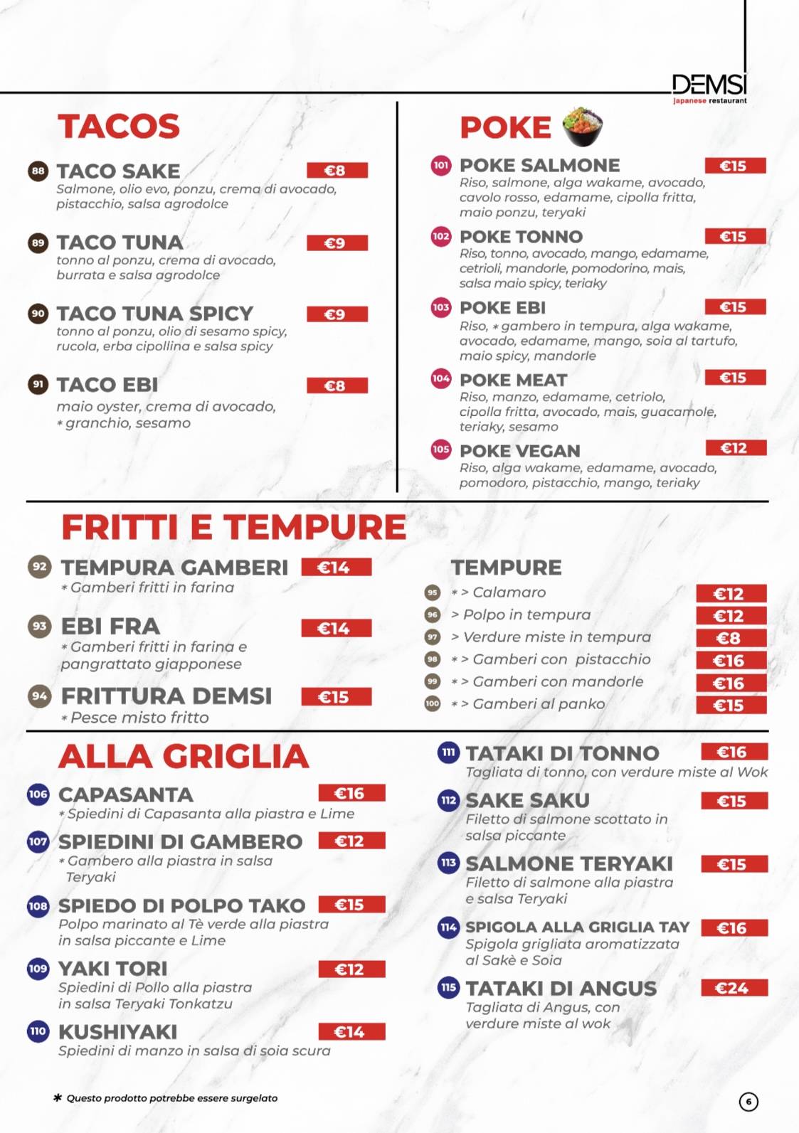 Menu di DEMSI Japanese Restaurant 