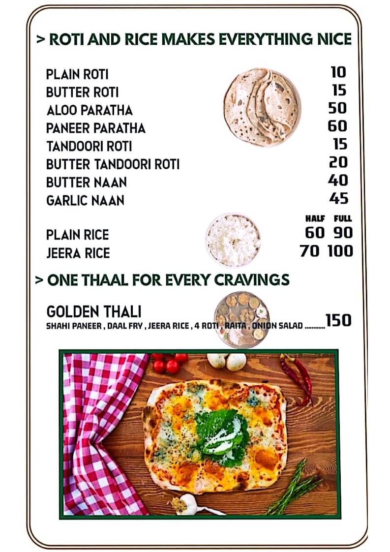 GOLDEN RASOI RESTAURANT menu