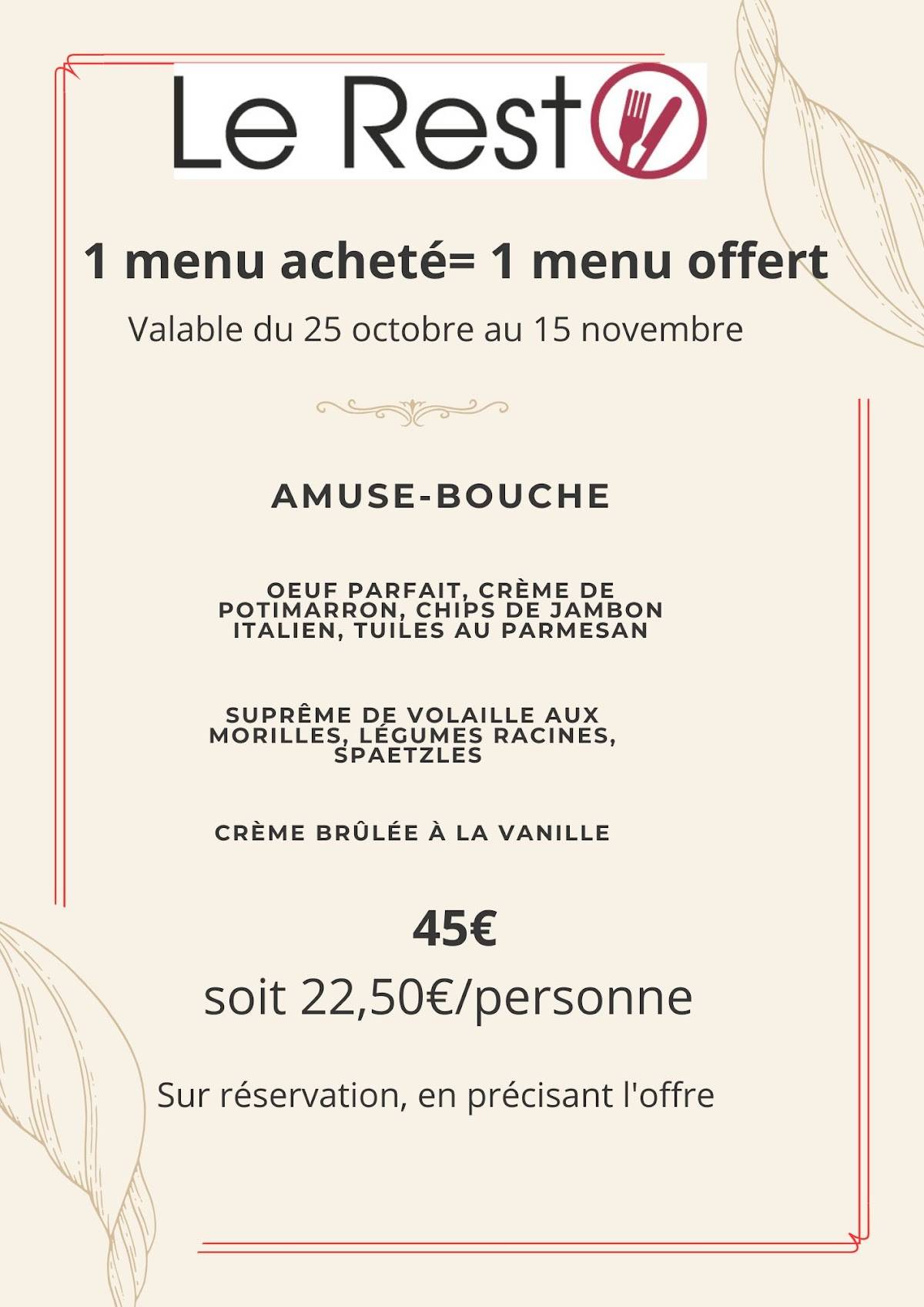 Menu de LE REST'O