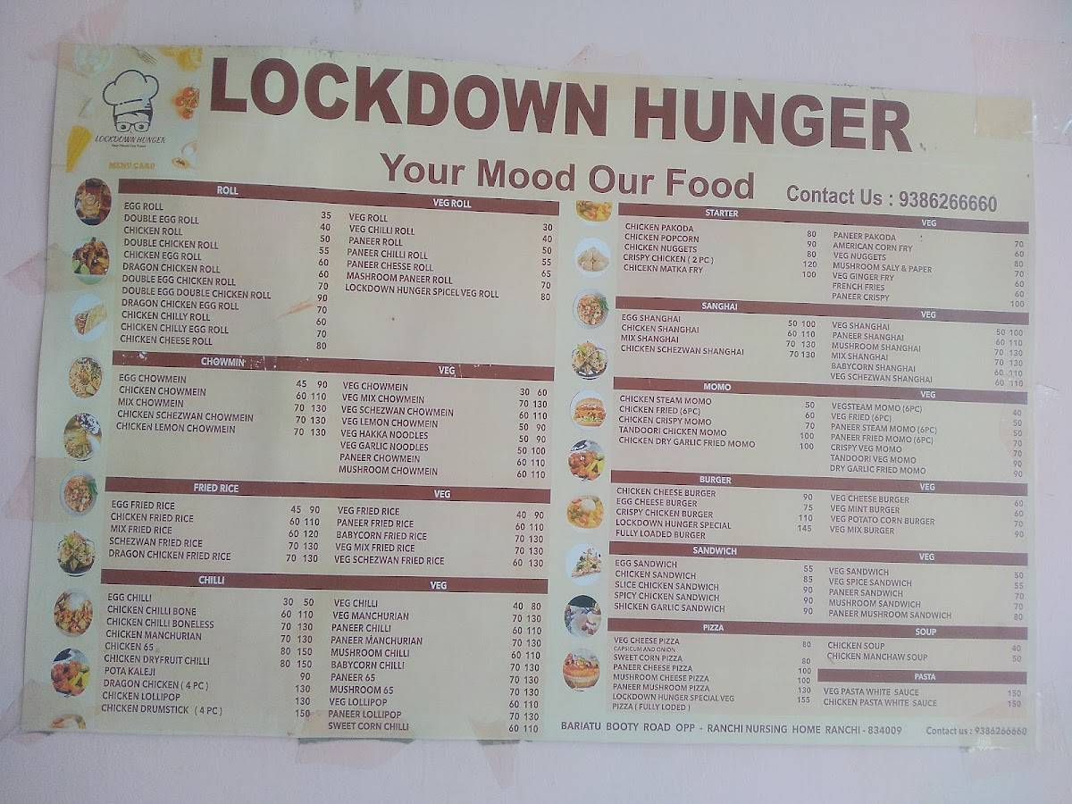 Lockdown Hunger menu