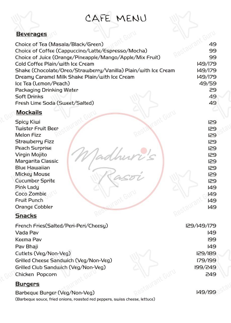 Madhuri's Rasoi menu