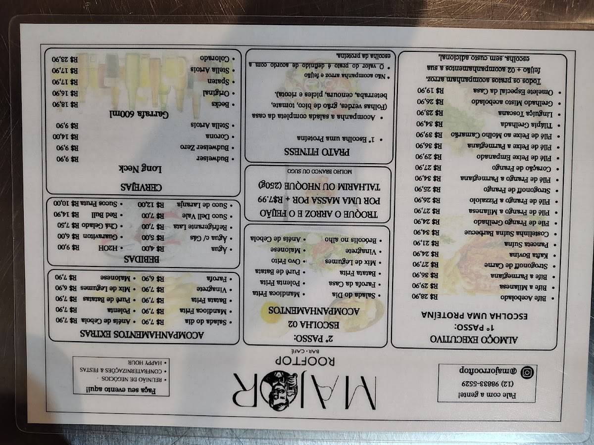 Major Rooftop cardápio