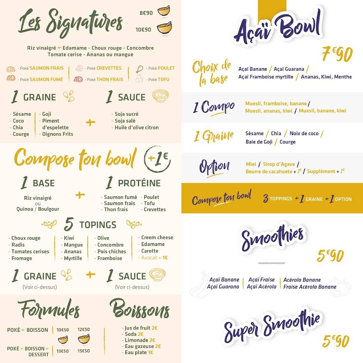 Menu de O'baie d'Açaï Rodez