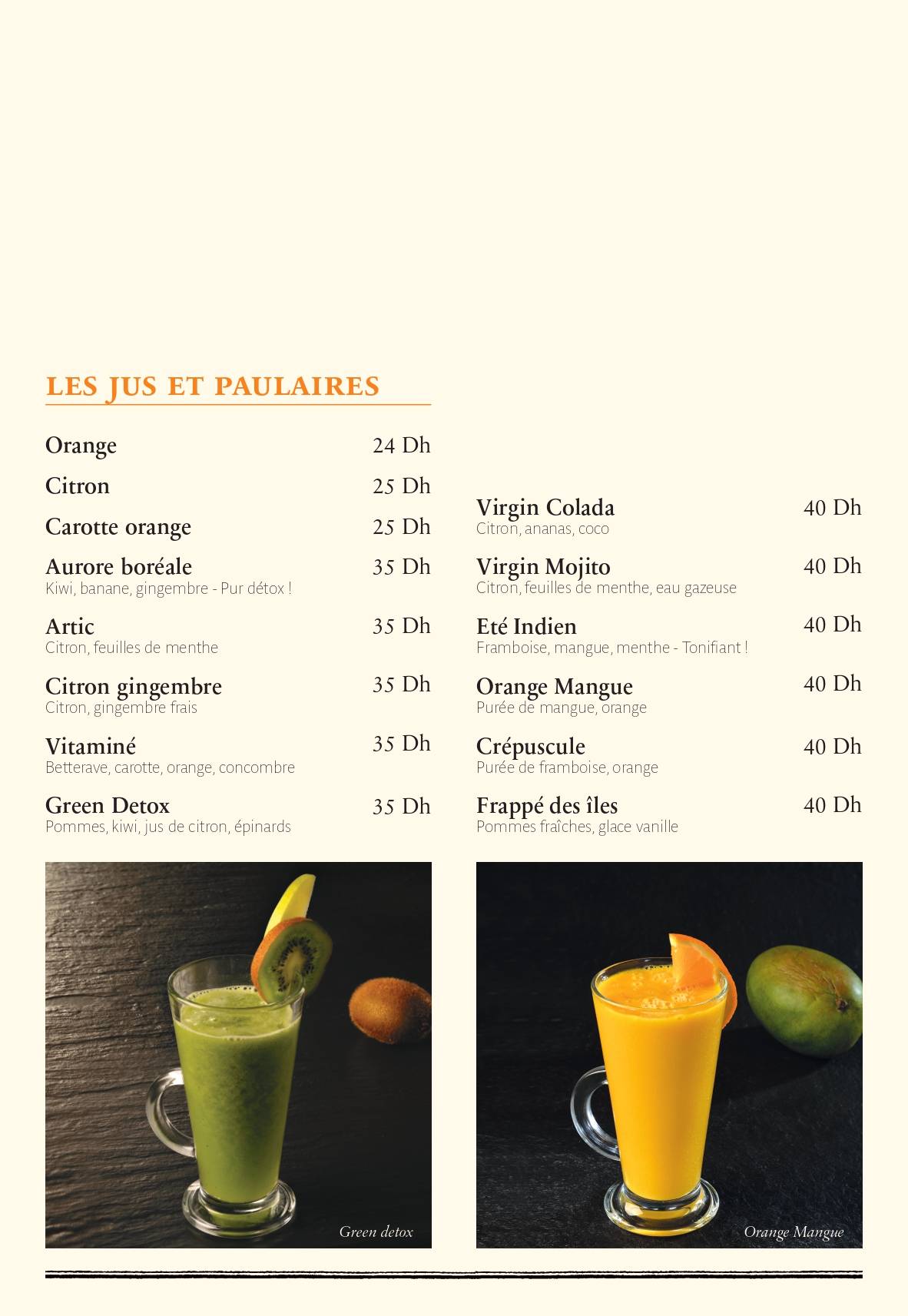 Menu de PAUL