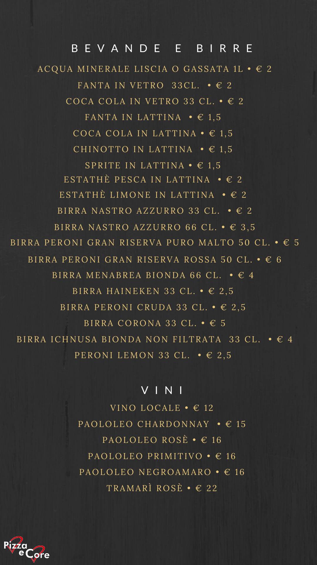 Menu de Pizza e Core RistoPizza