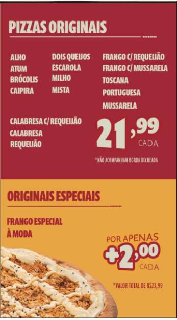 Divina Pizzaria cardápio