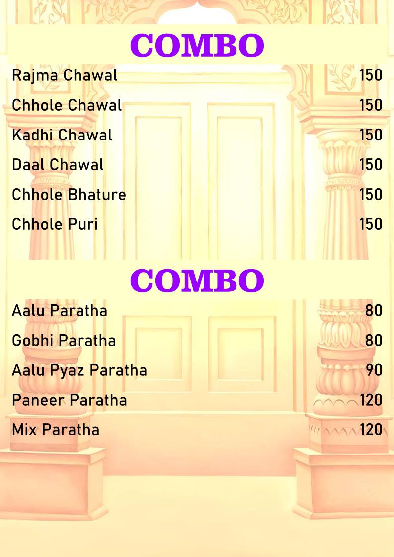 Raja Rani Restaurant menu