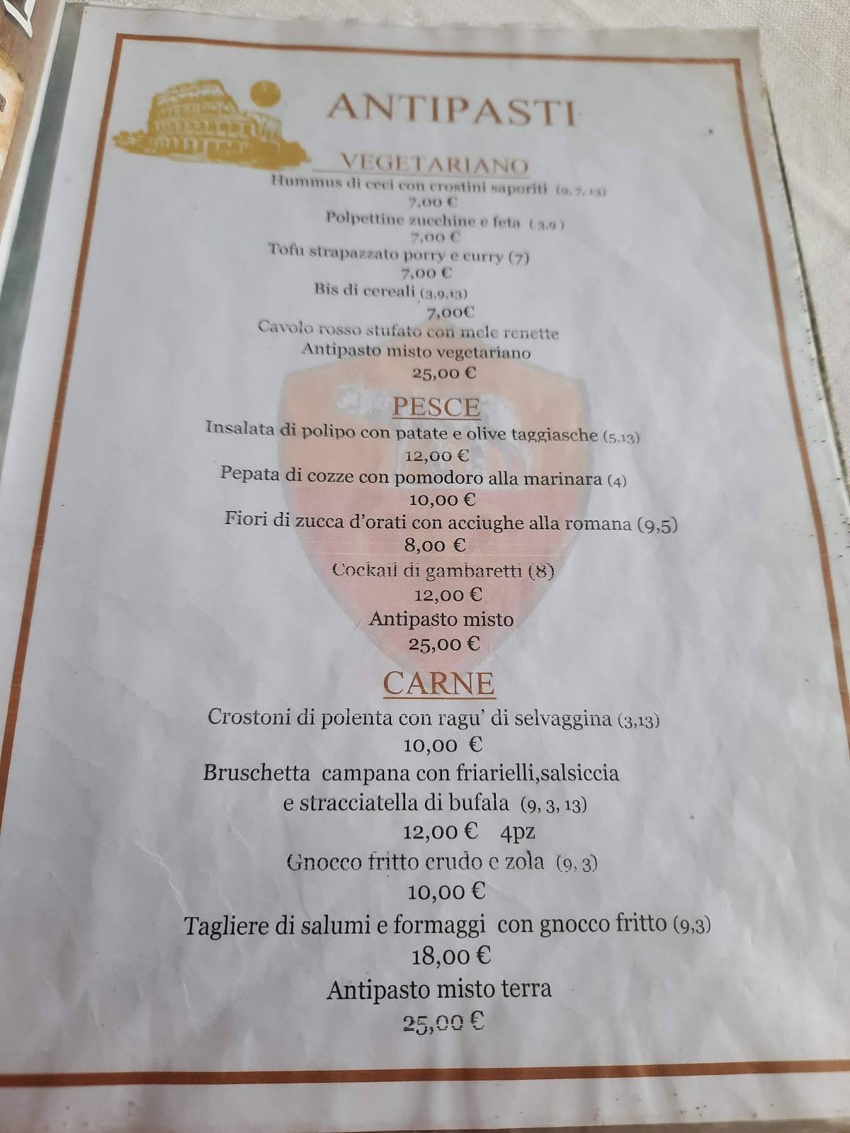 Menu di Ristorante Miro' 