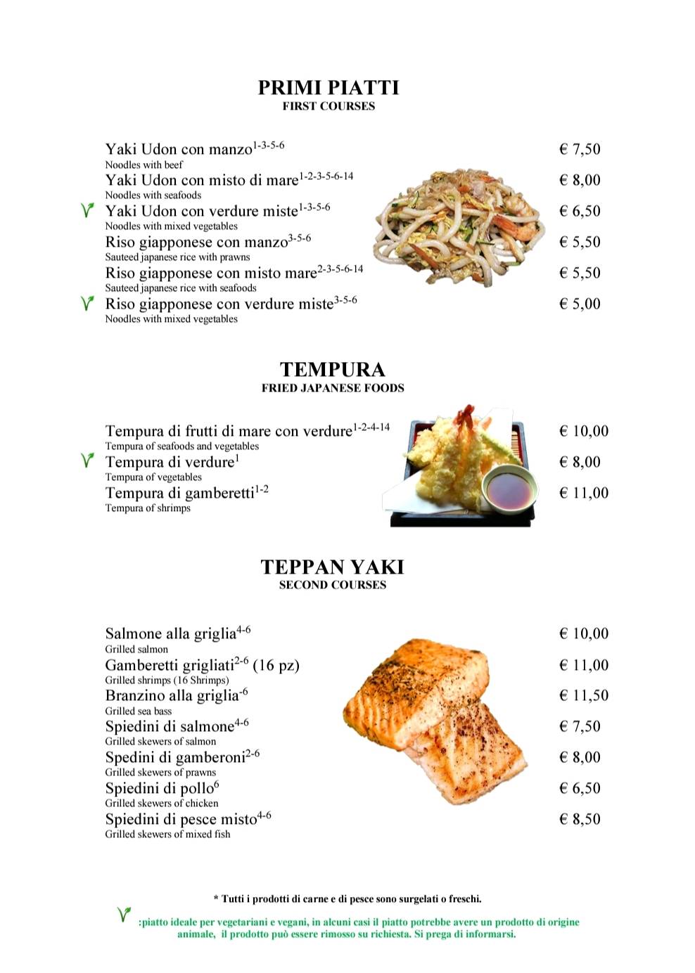 Menu di Ristorante Oriente 