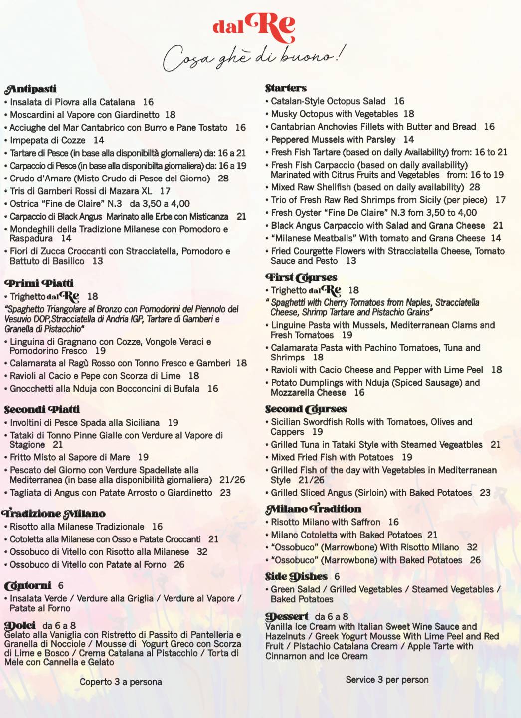 Menu di Ristorante dal Re 