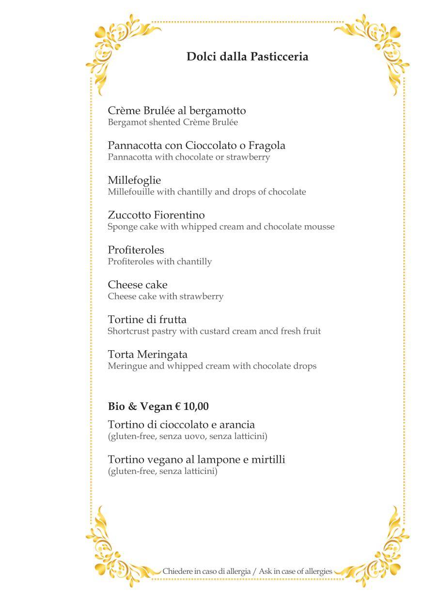 Menu di Rivoire Firenze 