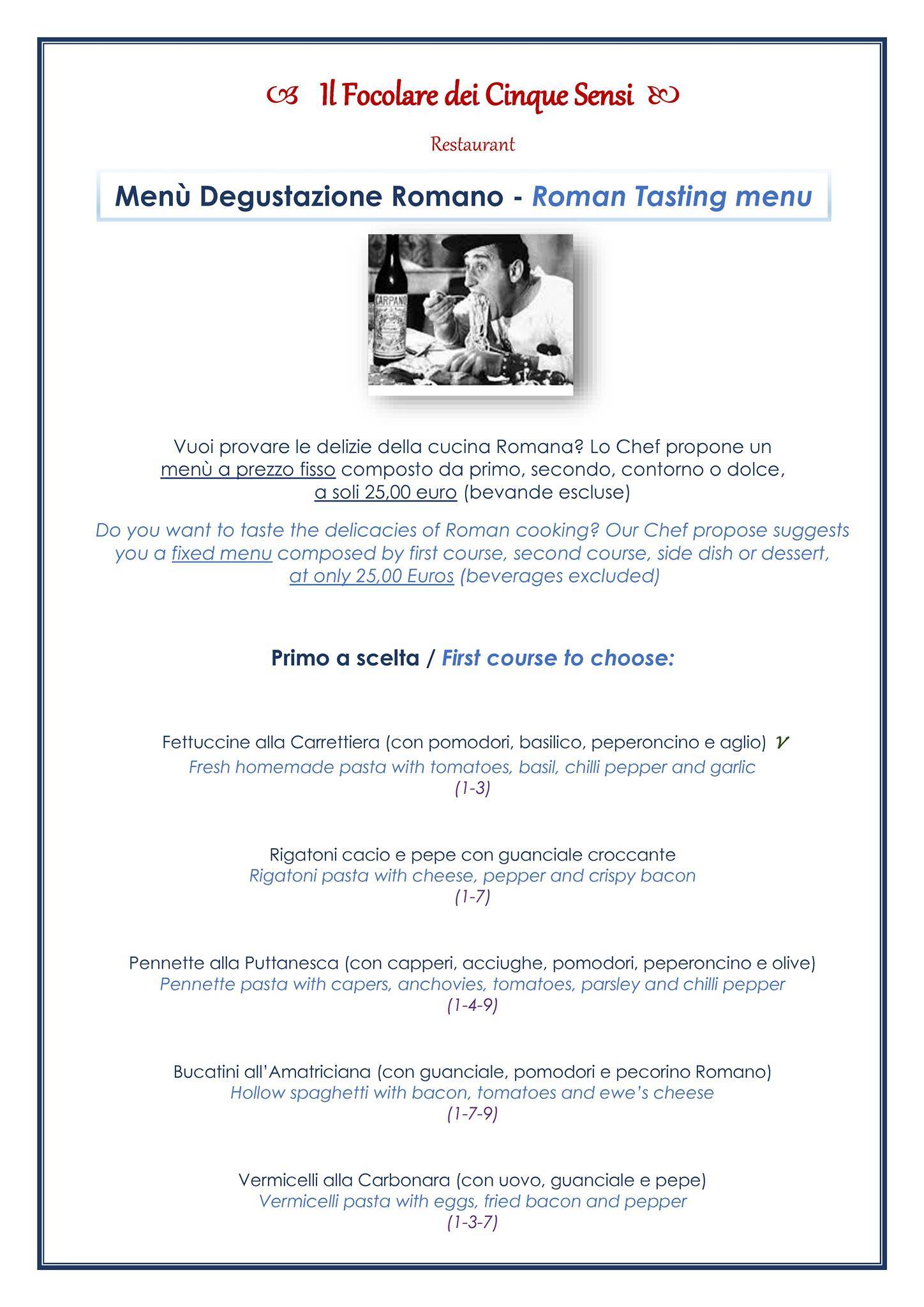 Menu di Il Focolare Dei Cinque Sensi 