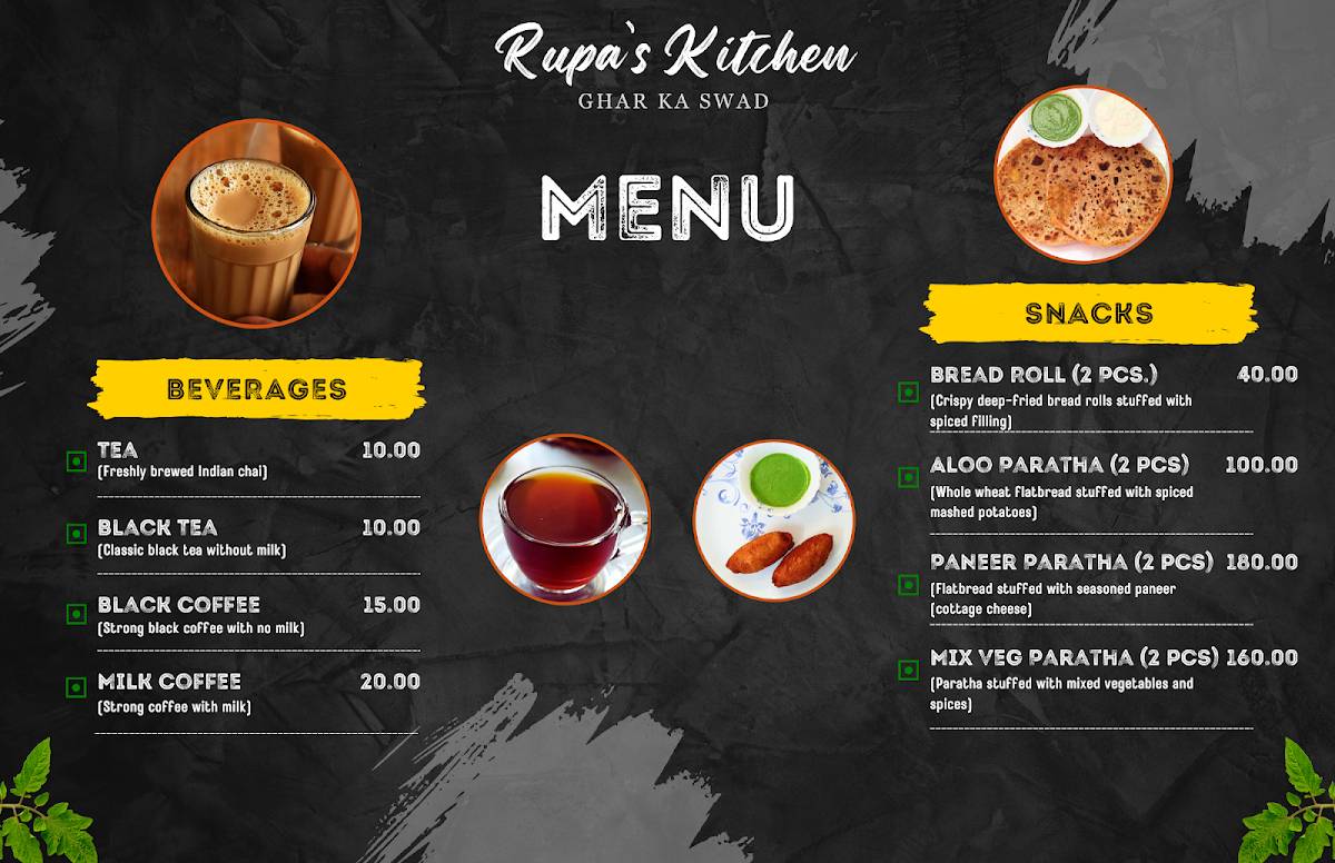 Rupa's Kitchen menu