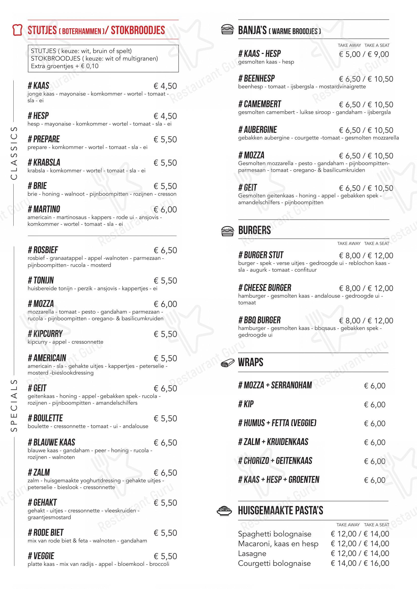 Menu pour STUT - Menu