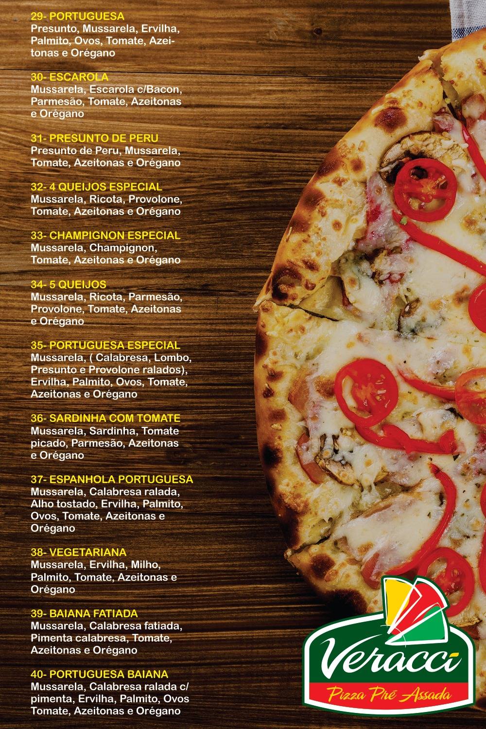 Veracci cardápio
