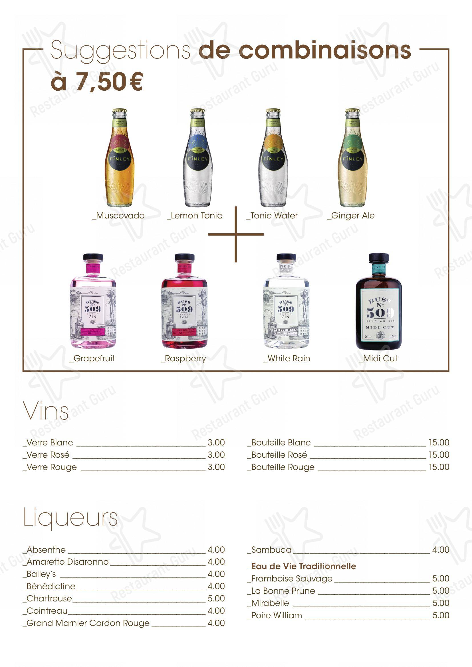 Menu pour Coconuts - Menu