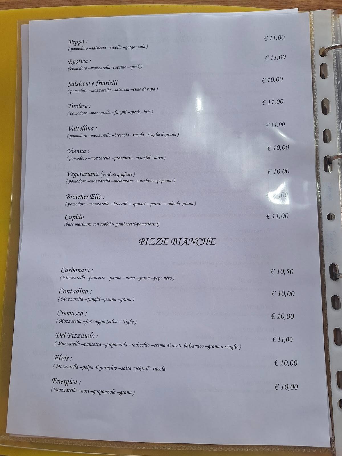 Menu di Al Castel 