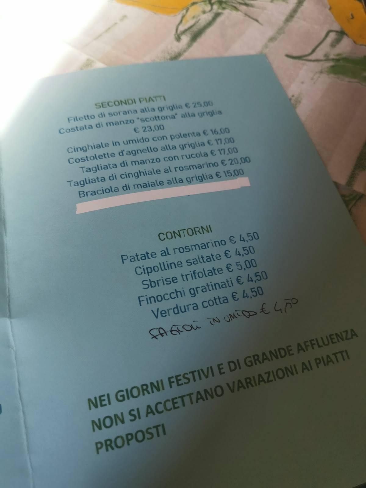 Menu di Al Roccolo 