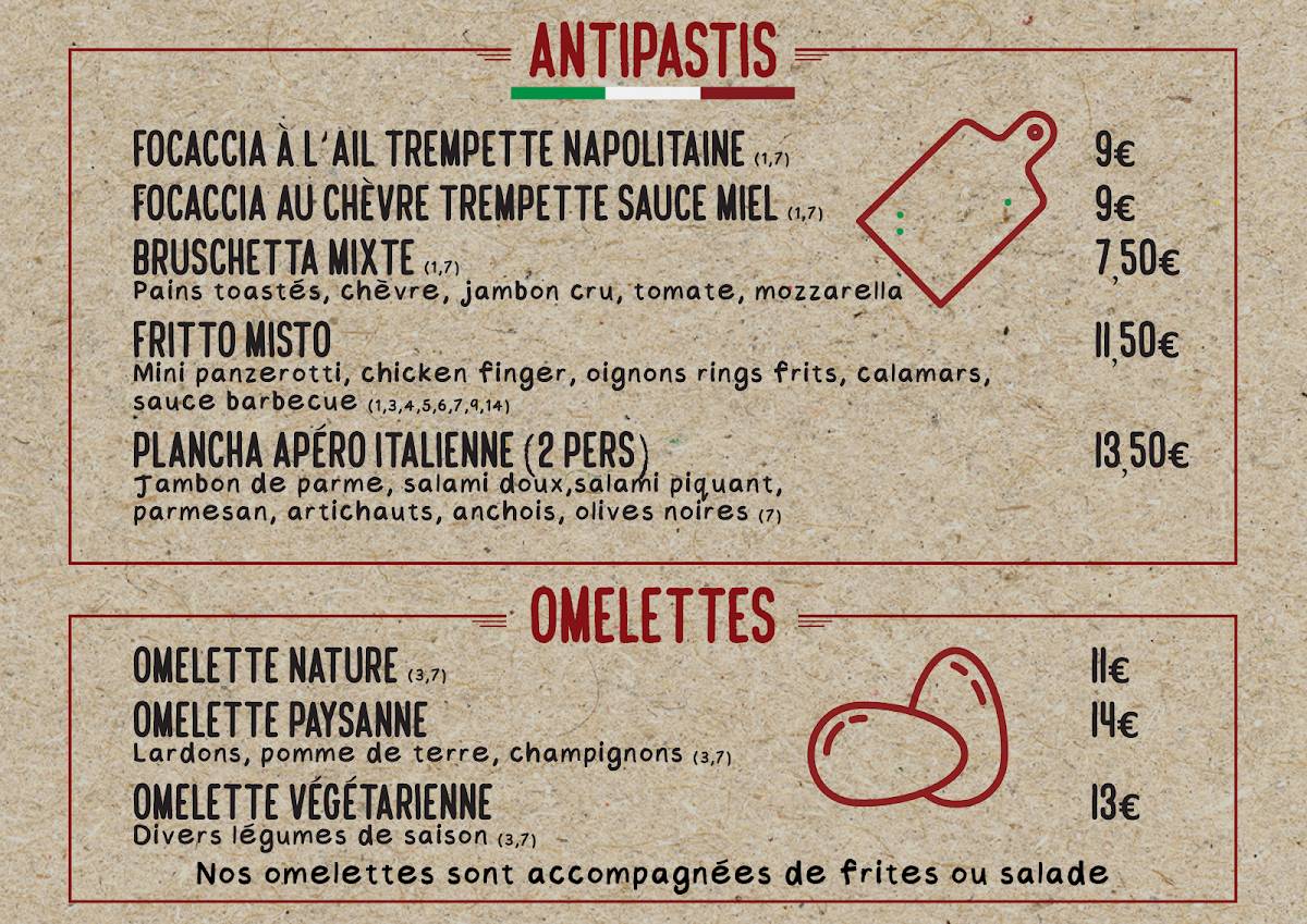 Menu de Brasserie Terres Rouges
