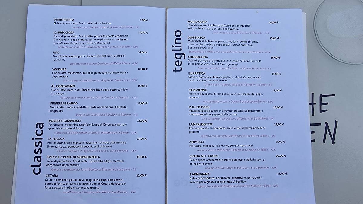 Menu di Pizzeria Ristorante Che Ben 