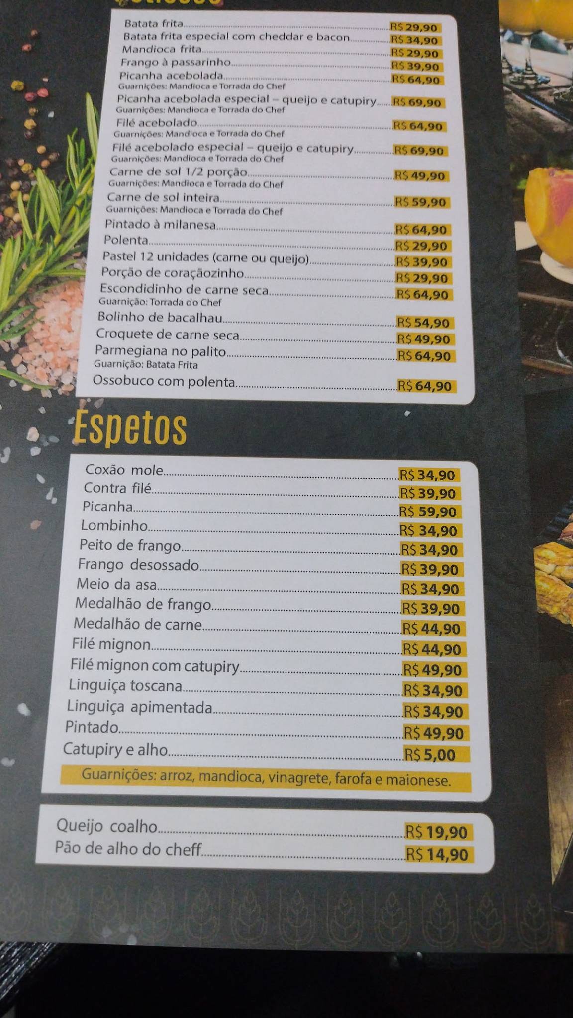 Boteco Seu Gole cardápio
