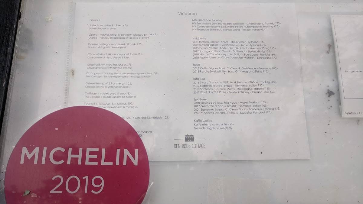 Menu de Den Røde Cottage