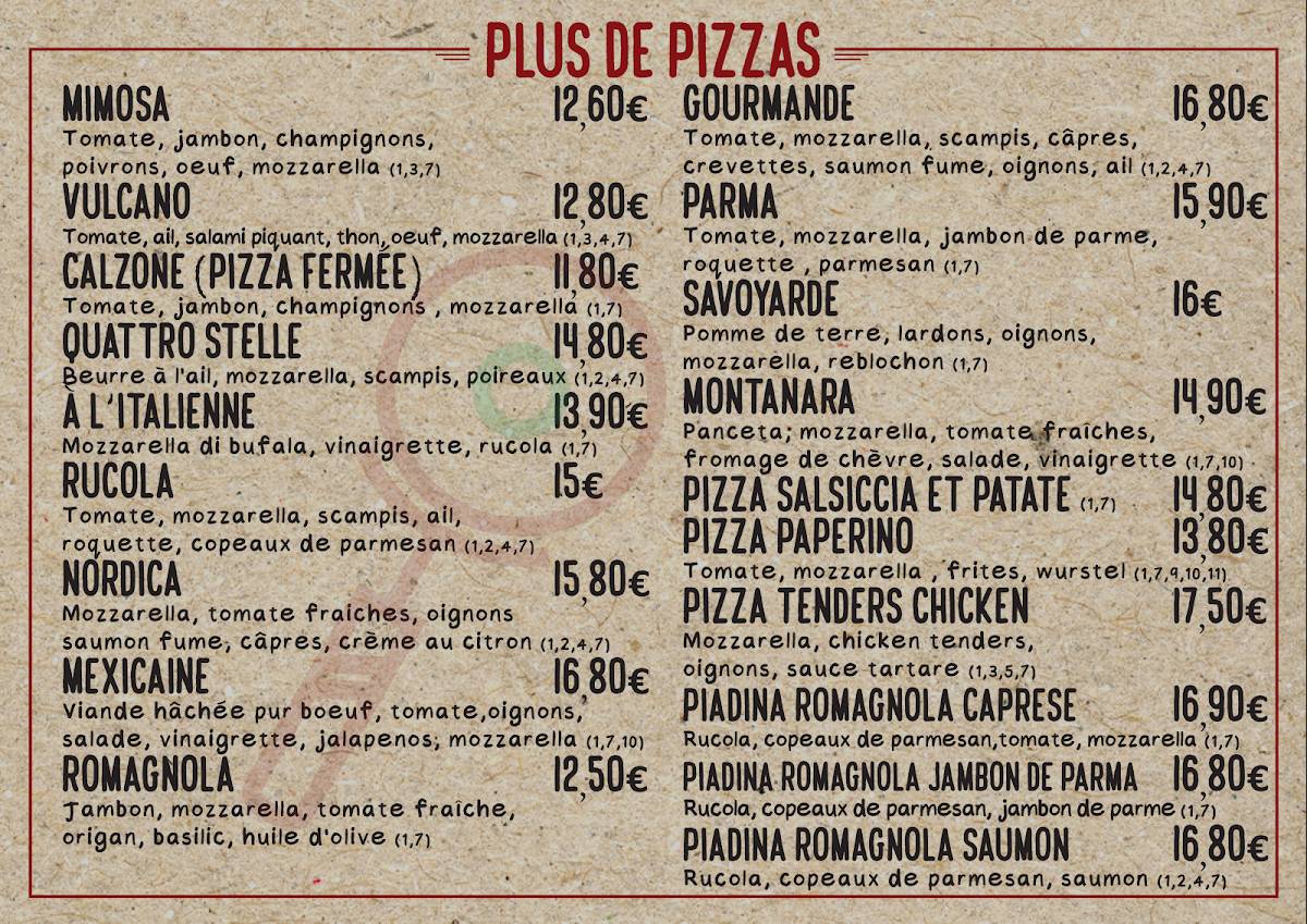 Menu de Brasserie Terres Rouges