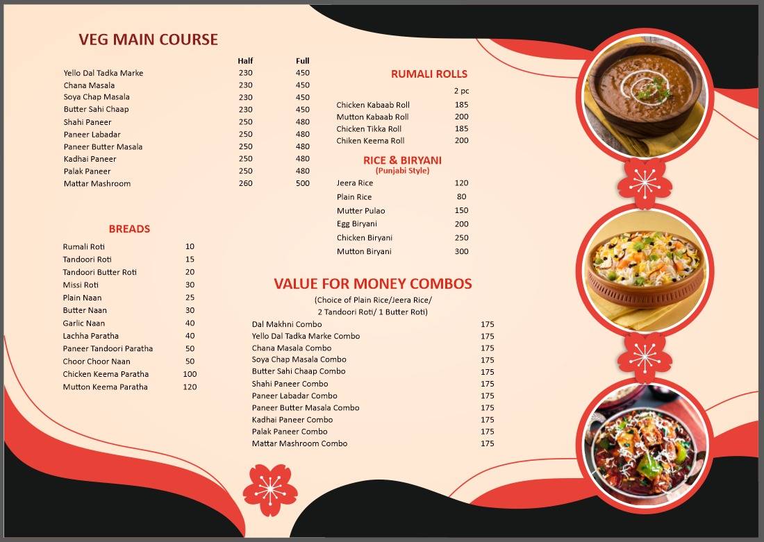 KINGDOM OF TANDOOR menu