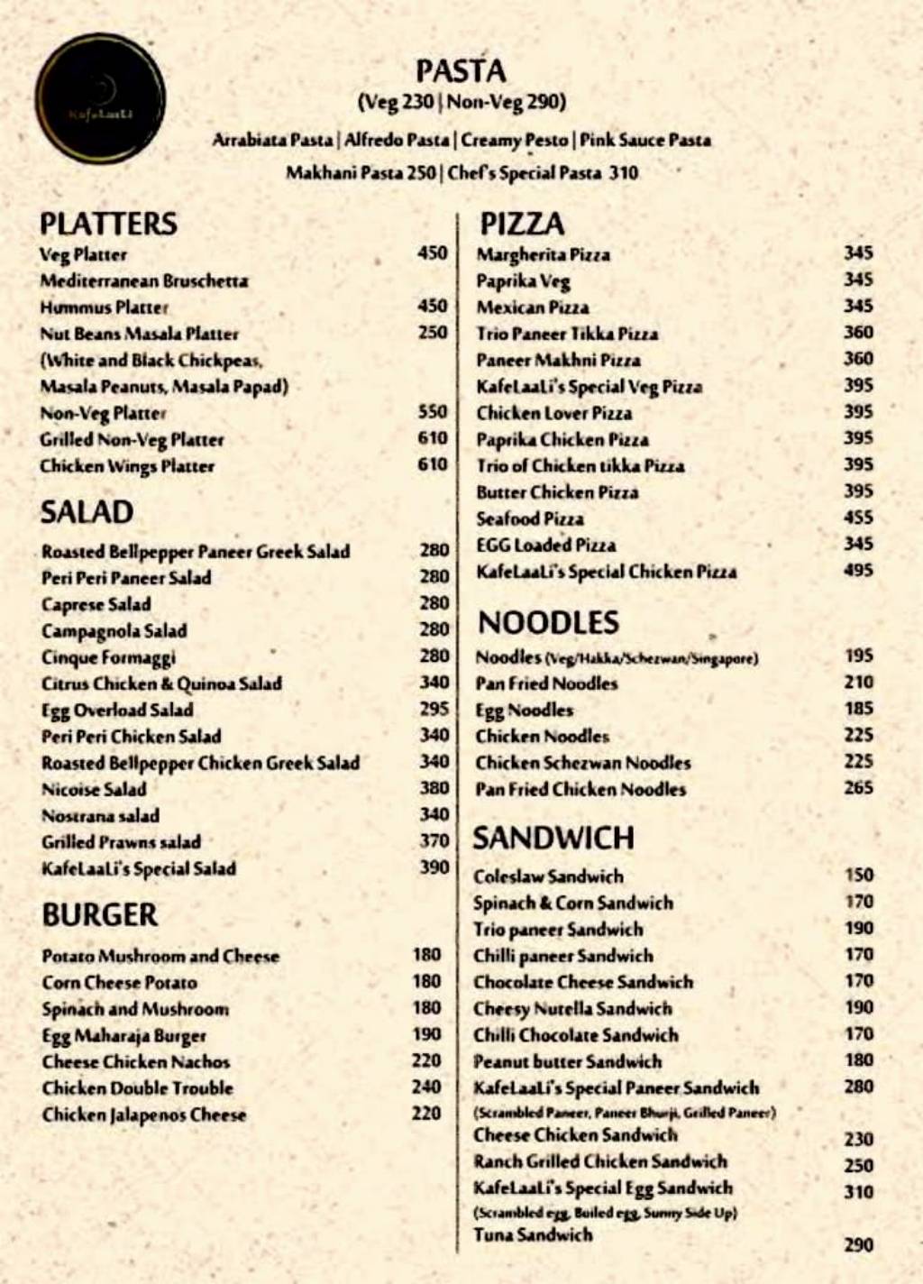 KafeLaaLi menu