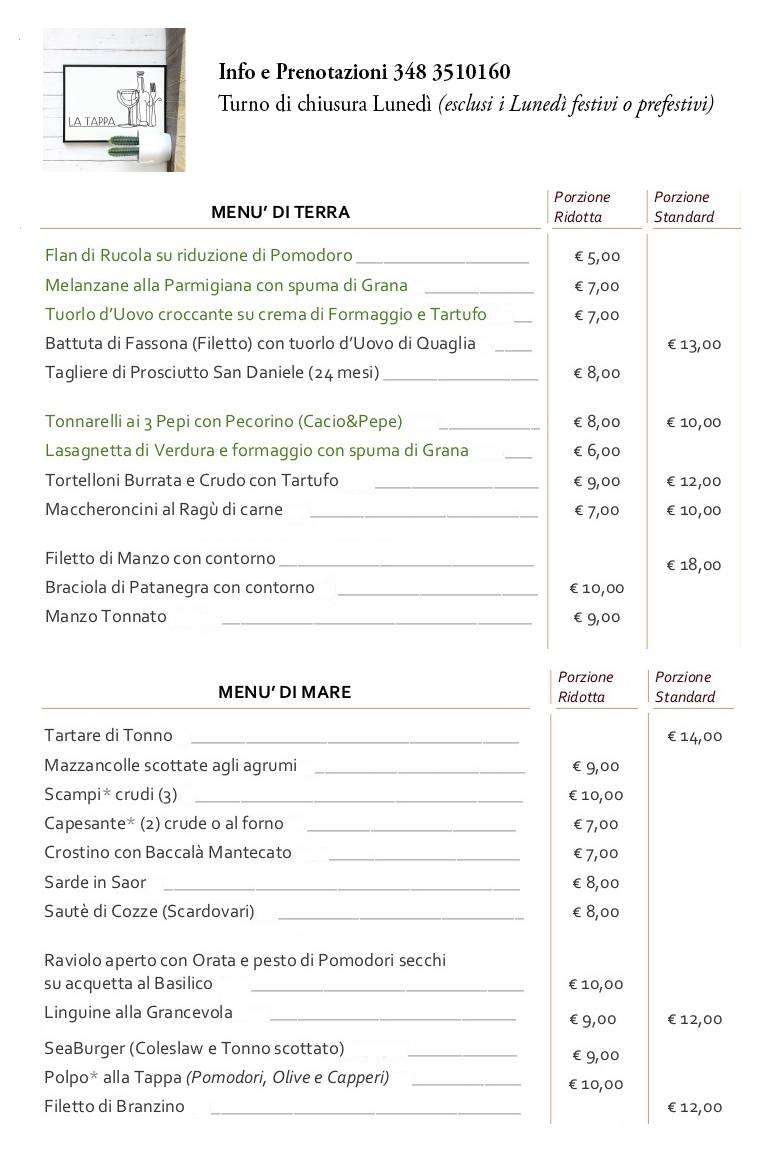 Menu di LaTappa Rovigo 