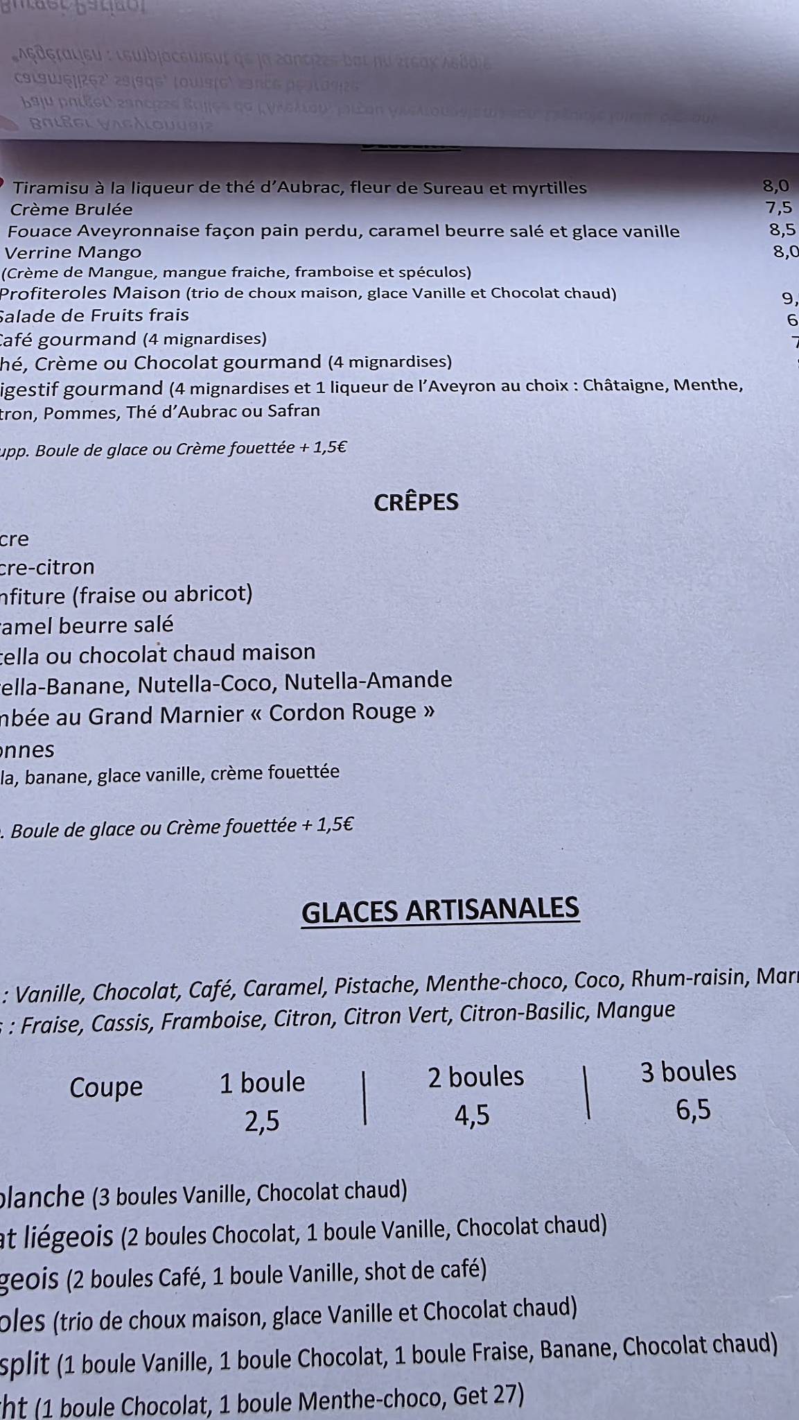 Menu de Les Colonnes
