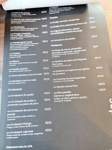 Level Rooftop cardápio