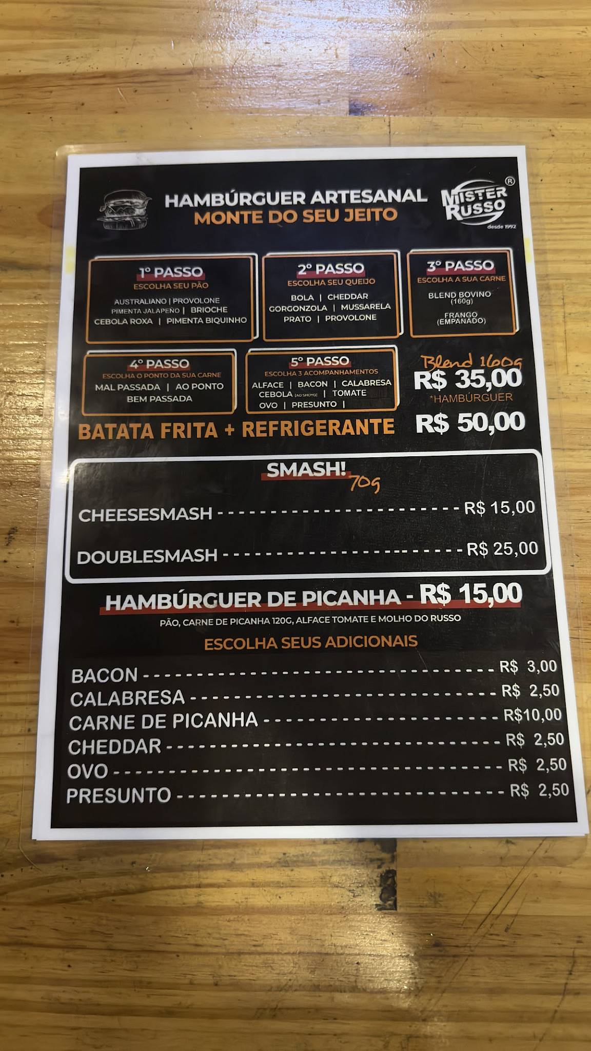 MISTER RUSSO cardápio