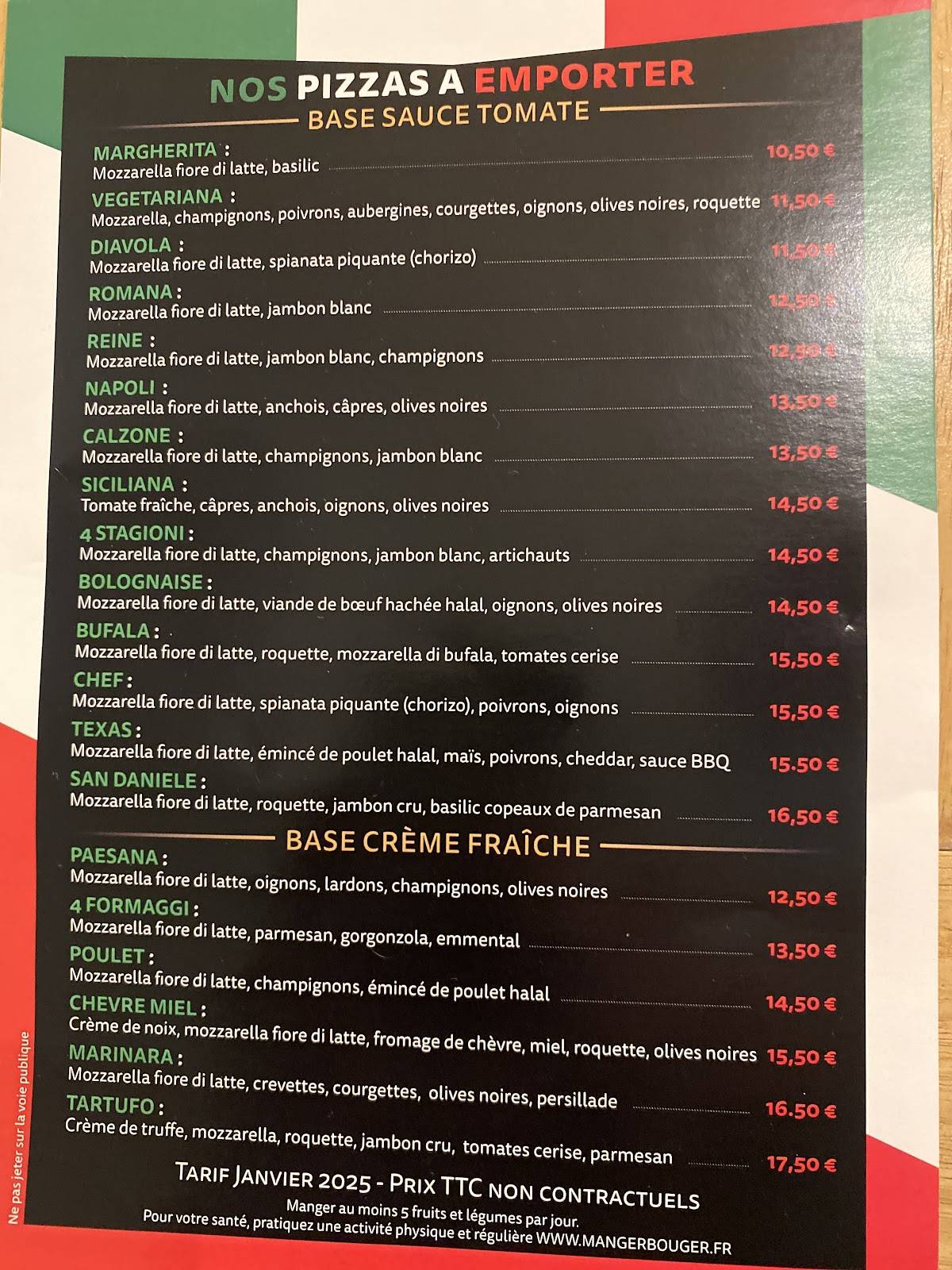 Menu de Mimozza caffè