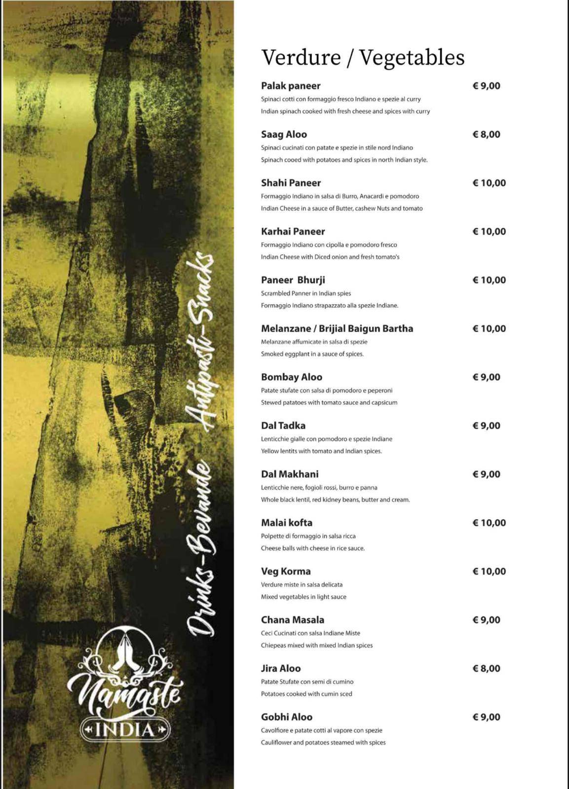 Menu di Namaste India Roma 