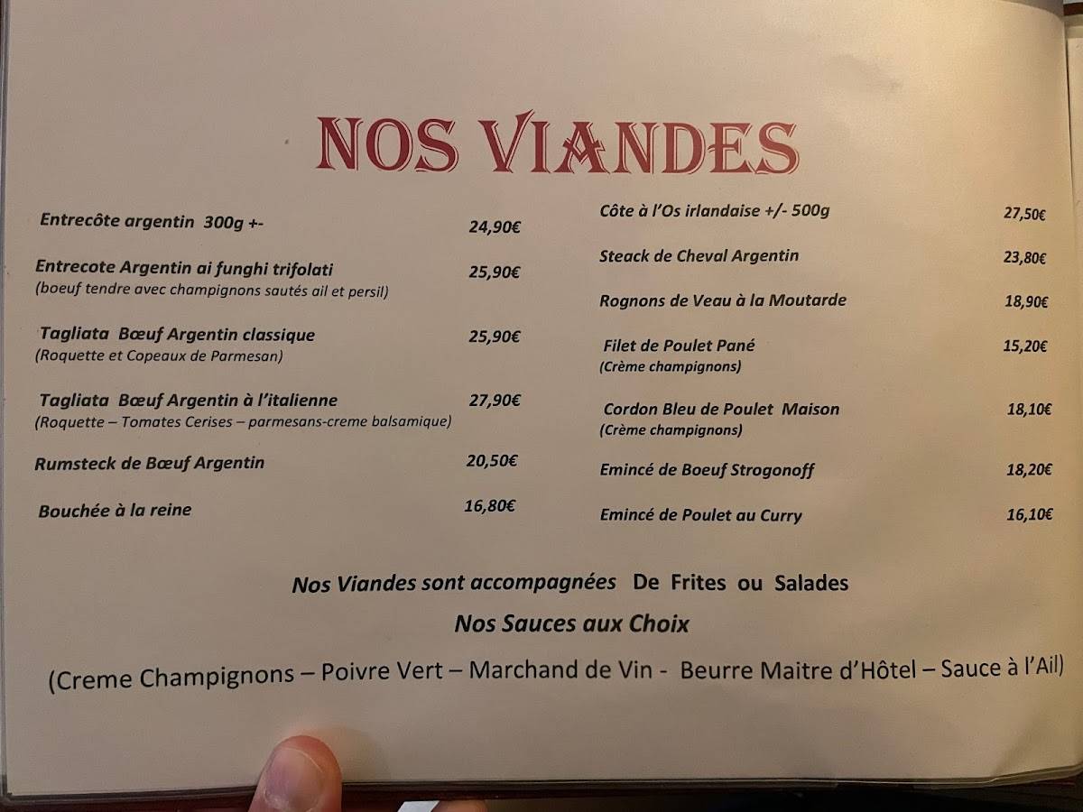 Menu de Brasserie Terres Rouges